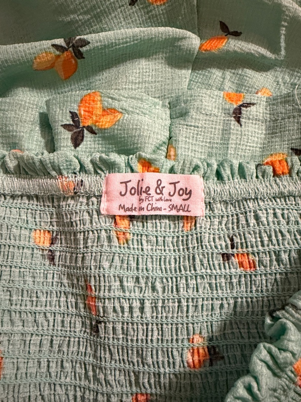 Mint Green Floral Smocked Skirt Set with Ruffle Details - Picture 6 of 8